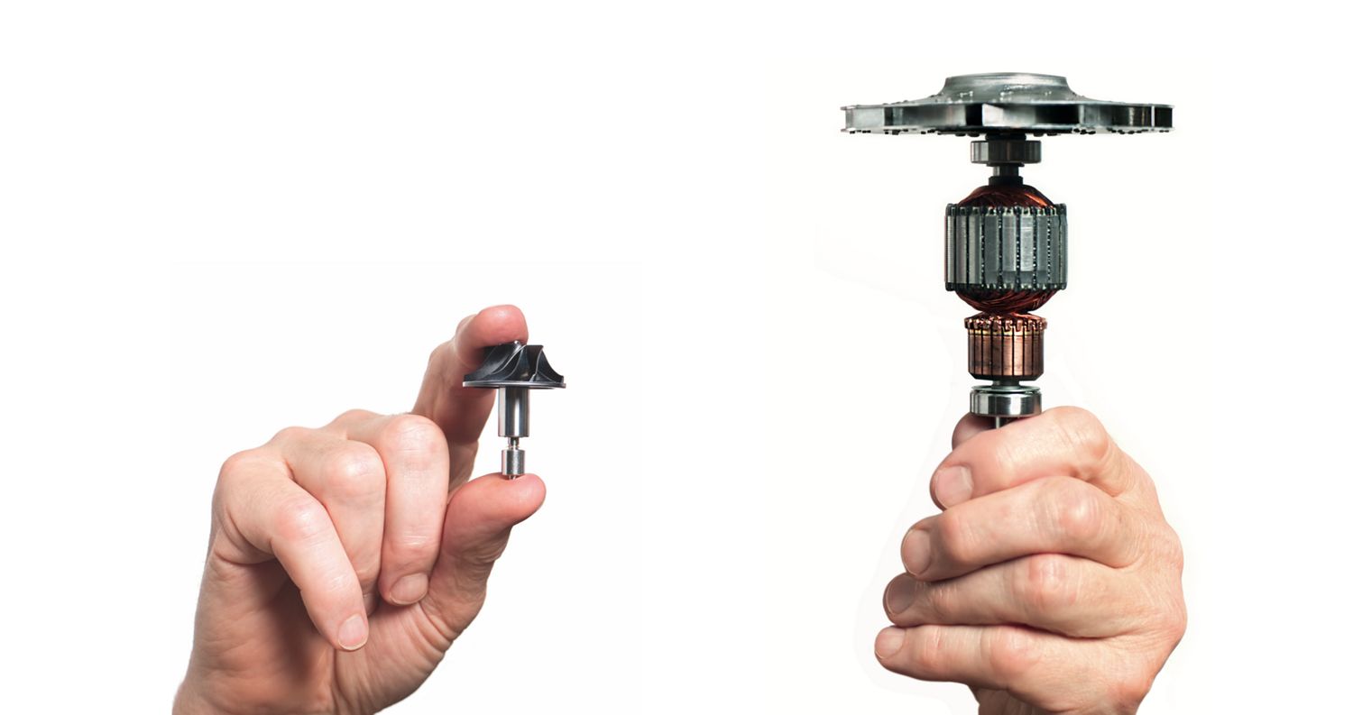 dyson motors held by two hands